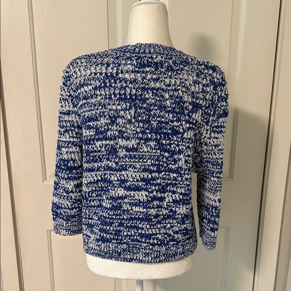 Zara Blue and White Knit Cardigan - Picture 3 of 4